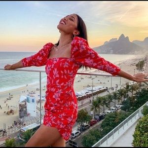 NWT Camila Coelho Pink Red Floral Lidia Dress